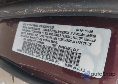 2000 Subaru Outback z USA, uszkodzony, nr VIN 4S3BH6757Y7603441